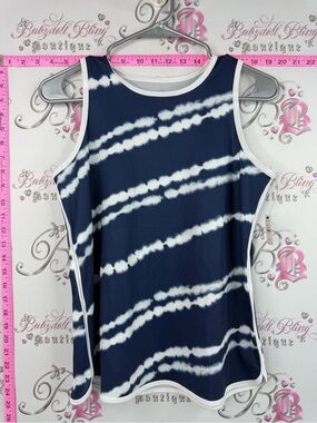 Talbots tank top UPF 59 sun protection Navy & White Tie-Dye Athletic Tank Top